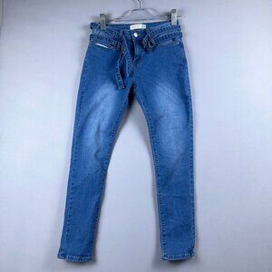 Angels Skinny Jeans Womens Size 8/29 Mid Rise Tie Belt Medium Wash Blue